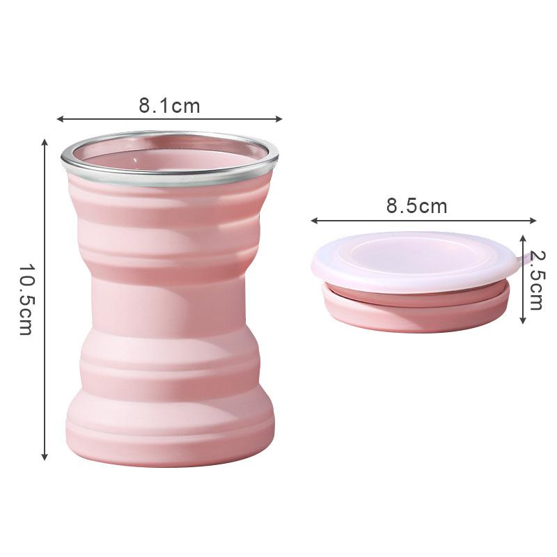 

Портативная силиконовая складная чашка, термостойкие кофейные чашки для путешествий на открытом воздухе, складные чашки для питья, мини-масштабируемая чашка для полоскания рта розовый