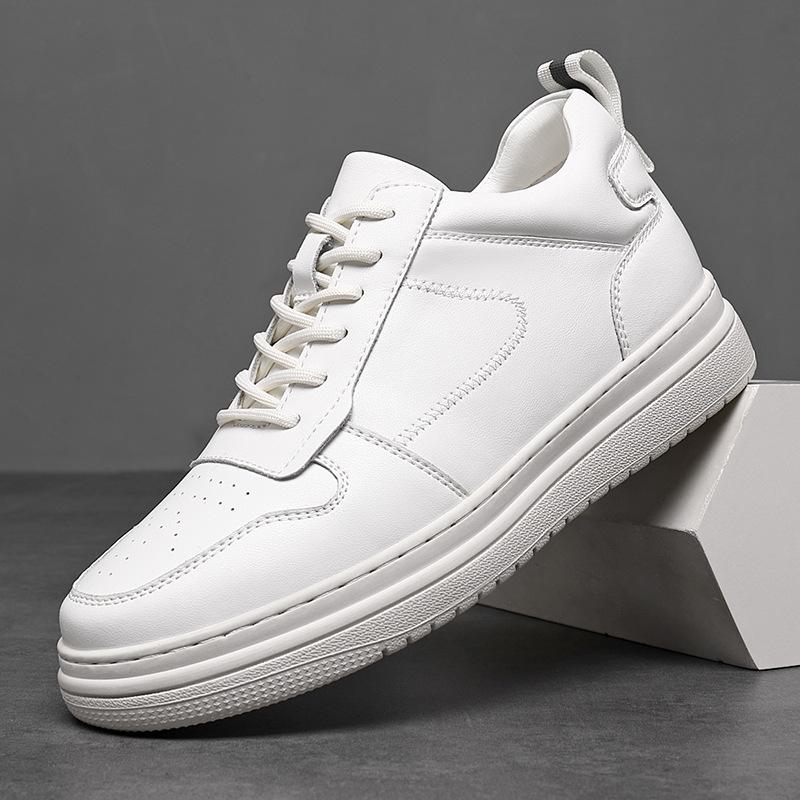 Height-increasing board shoes men's 8cm 2025 student little white shoes Korean version leather breathable casual shoes inner height-increasing sin