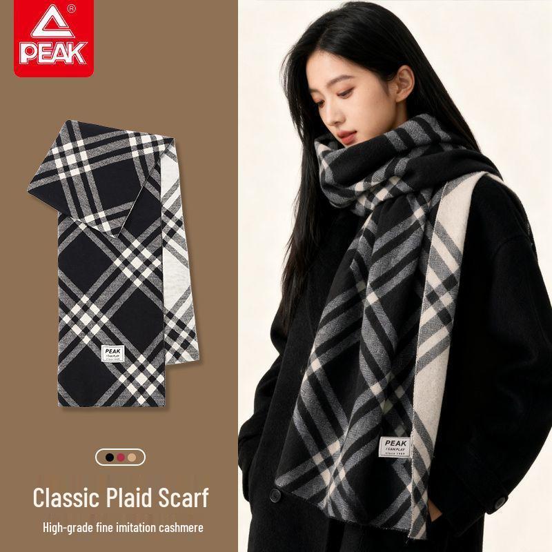 Pikku Plaid Thickened Versatile Winter Scarf with Tassels - Couple s Warm Neck Warmer and Shawl One Size