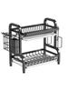 Dish Drying Rack 2-Tier Compact Kitchen Dish Rack Drainboard Set Large Rust-Proof Dish Drainer with Utensil Holder