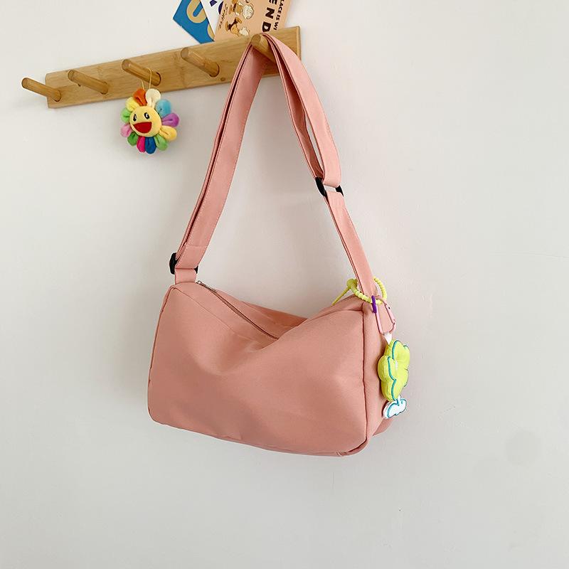 New Women's Messenger Bag Solid Color Simple Student Canvas Bag Large Capacity Fashion Casual Shoulder Mobile Phone Bag