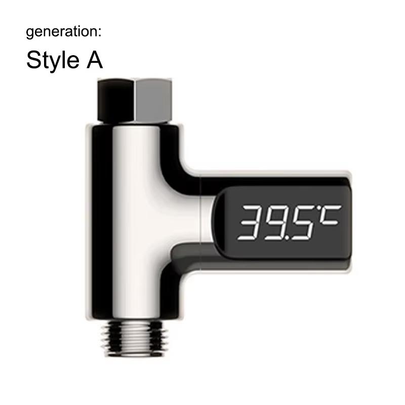 Water Thermometer LED Display Bathing Temperature Meter Shower Water Temperature Monitor 5-85℃ Flow Self-powered Bathroom Tools