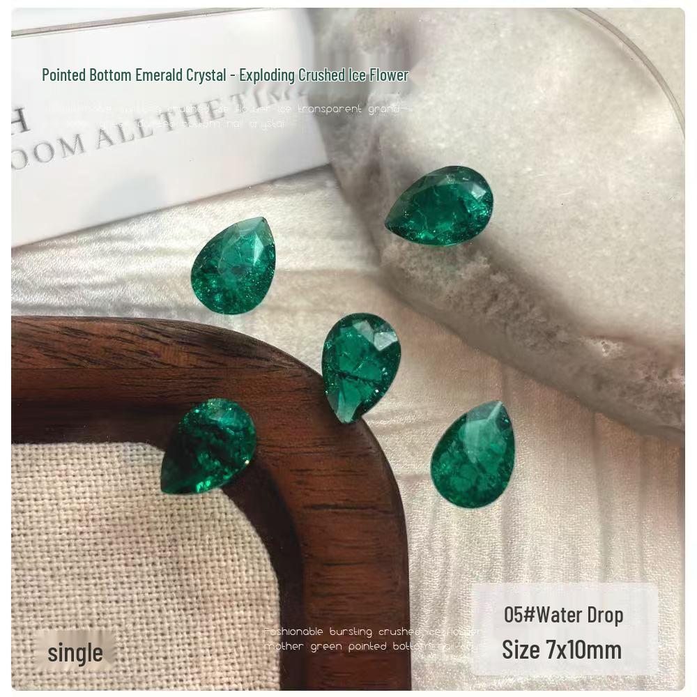 Изумрудный Взрыв Блестящие Украшения-Стразы для Маникюра: Острый Задник, Цвет Перепелиного Яйца, Капля Воды, Кривое Сердце, Прямой Угол, Неправильные Формы Кристаллов