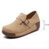 Women Leather Loafers Retro Walking Shoes Non-slip Platform Wedges Ladies 5cm High Comfortable Casual Shoes