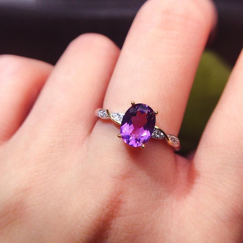 Amethyst Twist Arm Open Ring - Elegant Adjustable Fashion Jewelry for Women