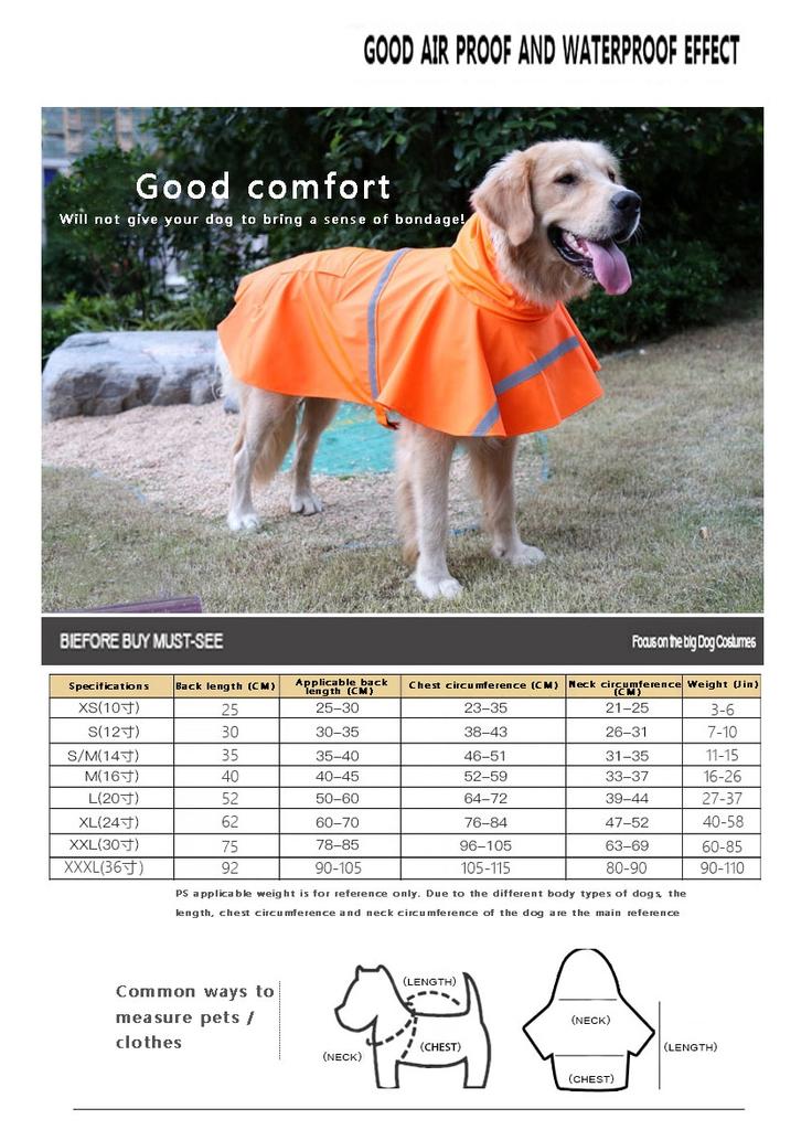 Waterproof Reflective Dog Raincoat