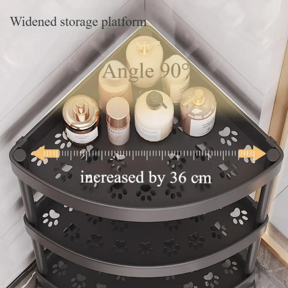 3/4/5 Tier Storage Shelf Rolling Cart Movable Bathroom Corner Triangle Shelfs Bathroom Corner Cabinet Shelf Rolling Storage Cart