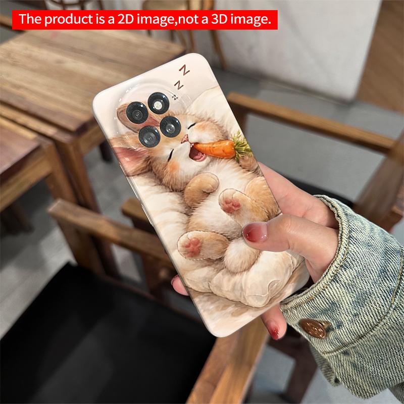 2DFlat Xiaomi Redmi phone caseSleepy Bunny with Carrot on Soft Pillowsuitable for Redmi Note 11 12 13 14 A3 K80 15 17 Ultra