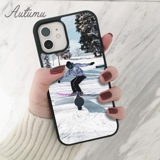 Skiing Snow Snowboard Skis Phone Case for iPhone 11 12 13 14 Pro Max mini XR XS SE 2020 6S 7 8 Plus Samsung Galaxy S21 S22 Cover