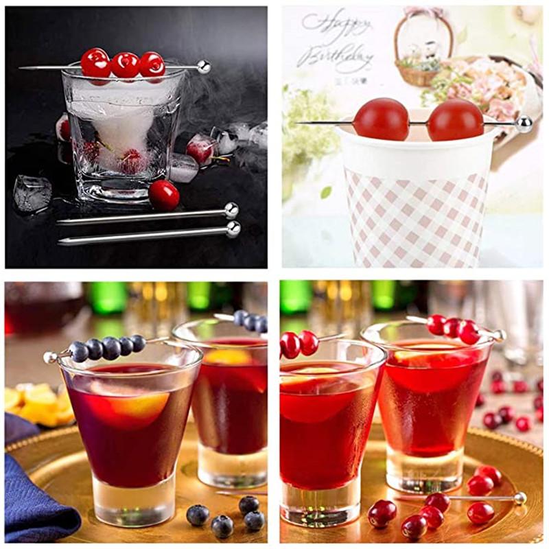 10 Pcs 304 Stainless Steel Food Picks Reusable Cocktail Sticks Reusable Drink Picks Martini Picks Toothpicks Fruit Picks