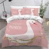 Single Bedding Swan Duvet Cover Set for Kids Adults, Black/Pink 3D Printed Duvet Cover 2 Piece Set with Pillow Cases 75*50cm