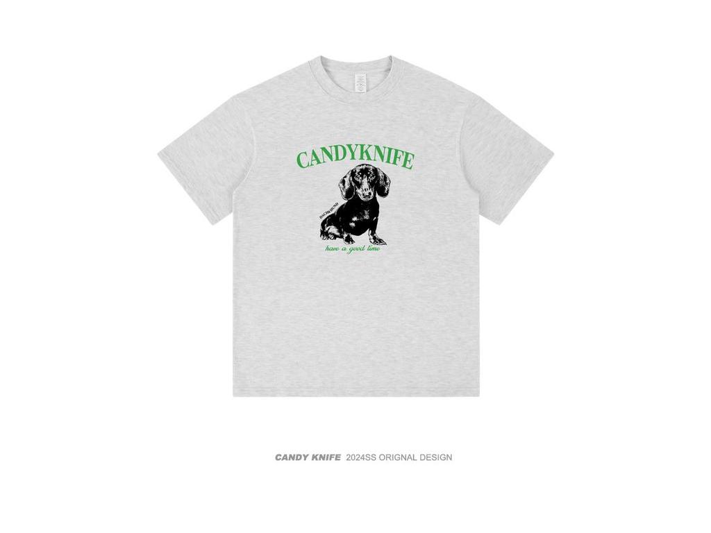 Women's Summer Chic Puppy Print Cotton T-Shirt