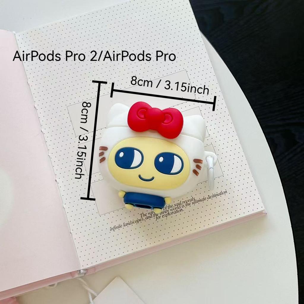 Red Bow Big Eyes Cat Silicone Headphone Protective Cover For Airpods 1 2 3 4 Pro Pro2