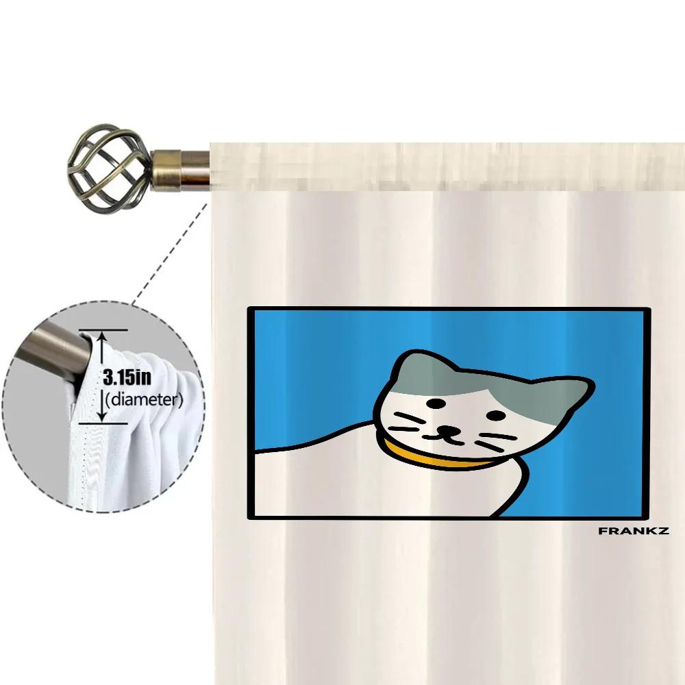 Window Home Interior Kitchen Curtains for Living Room 2 Pieces Blackout Curtains Door Curtain Cat Bedroom Decoration Partition