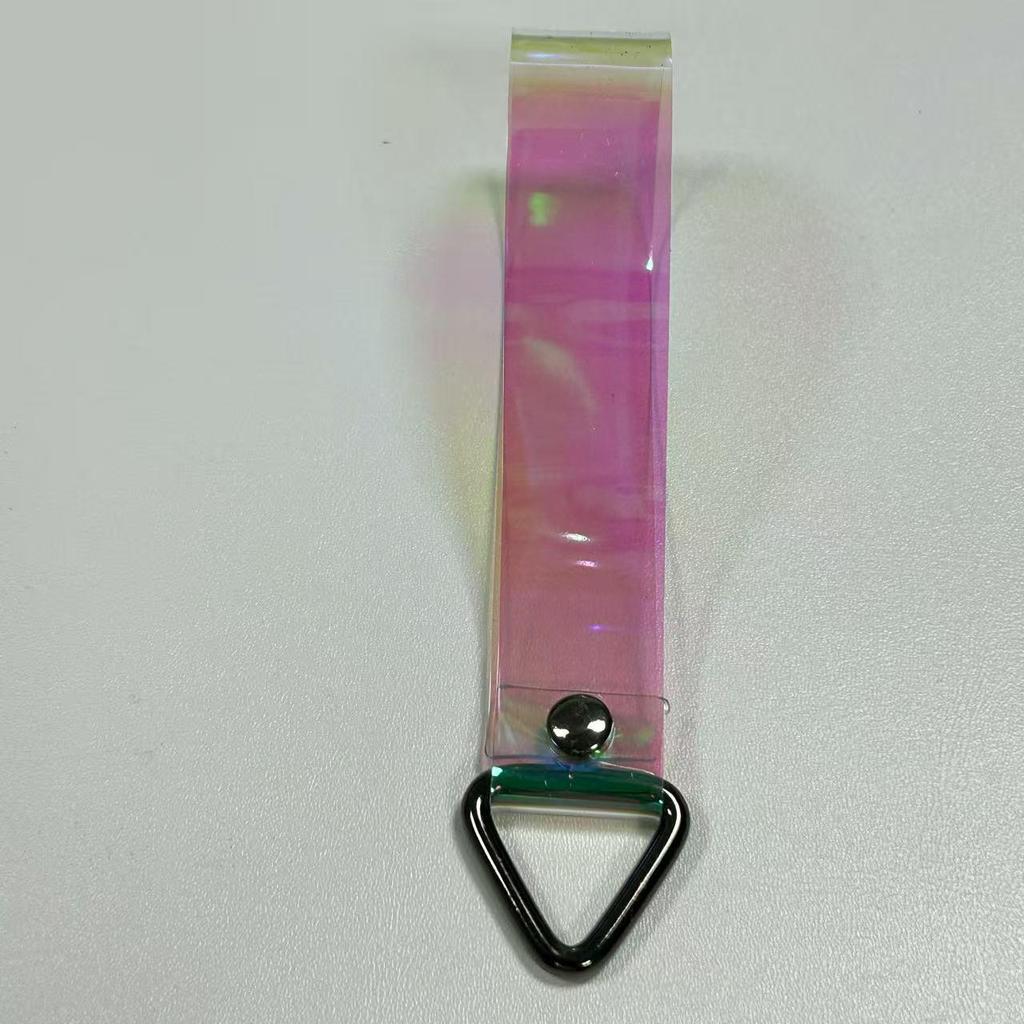 Custom Laser Iridescent PVC Triangle Buckle Phone Lanyard Keychain Pendant
