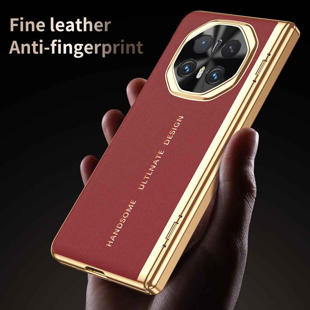 Etui do Huawei Honor Magic V6 Luksusowa Skóra PU Platerowane z Folia Szklaną Ochronne Tylne Pokrowce do Magic V6
