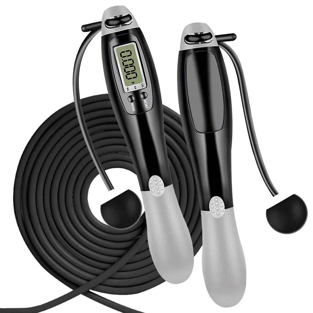 Weighted Jump Rope with Counter for Fitness Cordless Ropeless Modes Anti-Slip Handles Adjustable