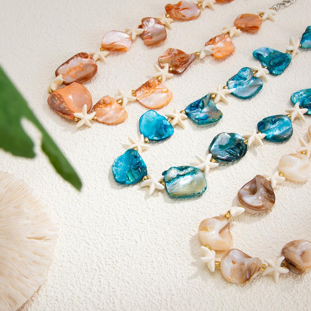 New Ocean Style Irregular Necklaces Women Shell Starfish Splice Clavicle Chains Personality Vacation Beach Jewelry Accessories