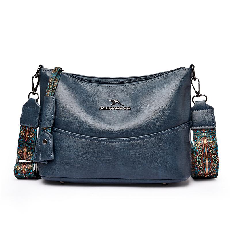 PU Middle-Aged Mother Bag Shoulder Bag Retro Large Capacity Crossbody Bag синий