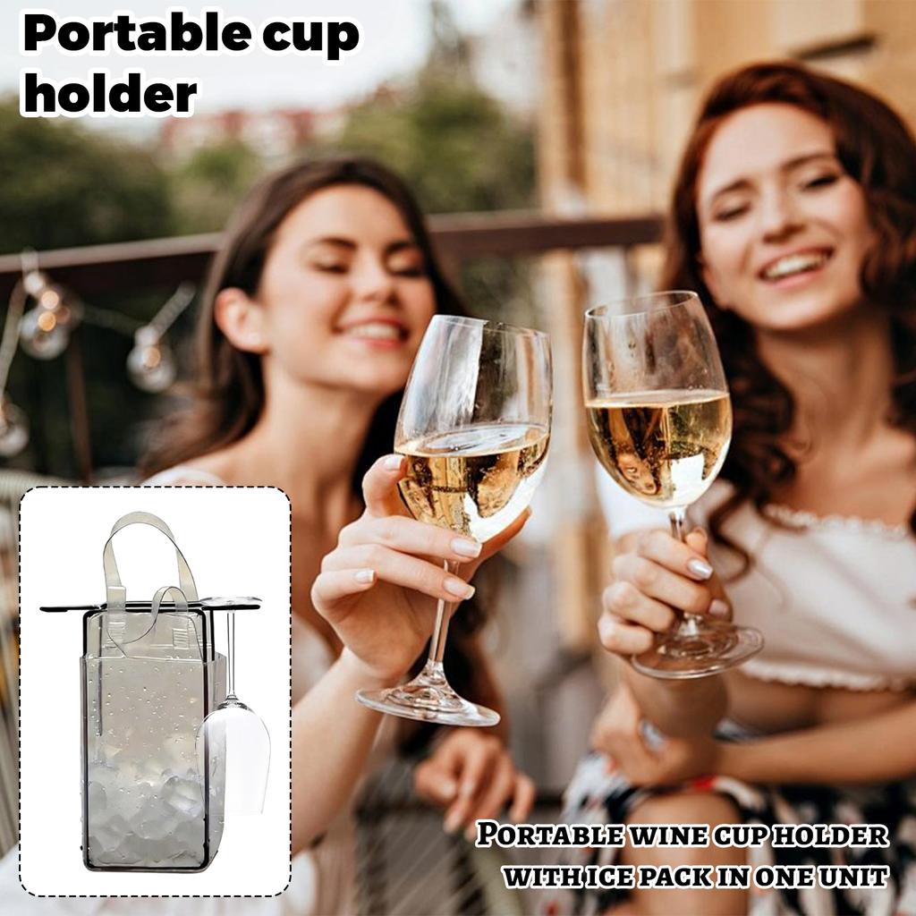 Portable Wine Cup Holder And Ice Pack 2-in-1, A Gift For Friends