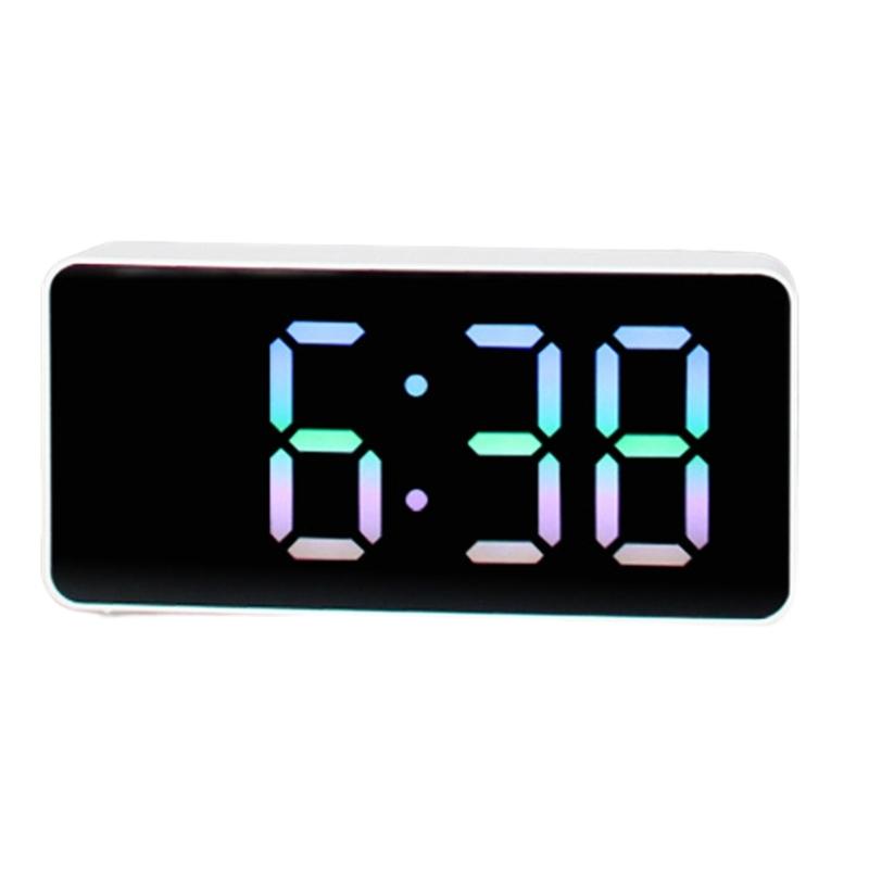 Mirror Clock Snooze Alarm Digital Timer Large Led Display Date Temperature Mute-