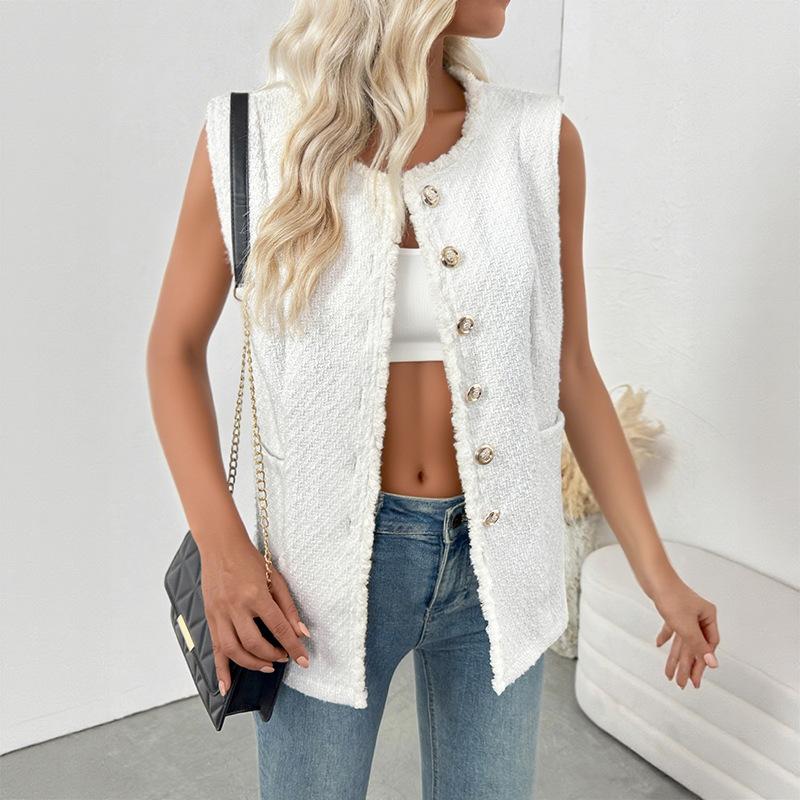 2025 Autumn New Sleeveless Small Fragrance Jacket High-end Ladies Elegant Cardigan Vest
