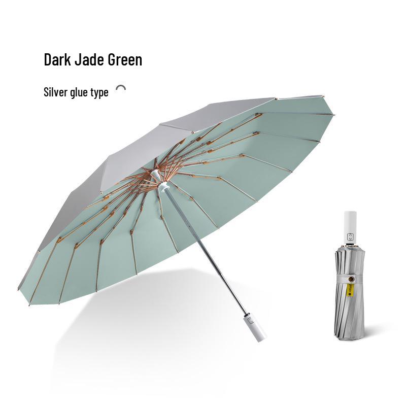 Retro 16-Bone Automatic Sun & Rain Parasol: Cooling, Anti-UV, Folding, Dual-Use Umbrella for Women
