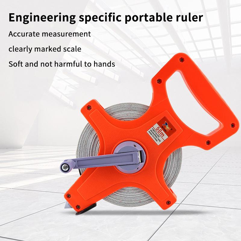 1Pcs Impact Resistant Plastic Measure Tools 20/30/50/100M Meter Open Reel Fiberglass Tape Measure Inch Metric Scale
