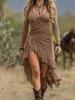 Bohemian Mid-length Pleated Ruffle Dress for Women - 2026 Collection