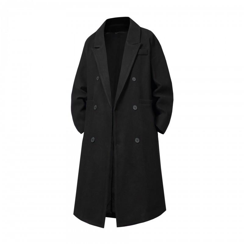 Mens Wool Blend Coat Warm Mid-Length Overcoat Stylish British Style Trench