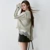 Dimanaf 2025 Sweaters Solid Cardigan Autumn Short Design Women V-Neck Sweaters Knitting Loose Sweater
