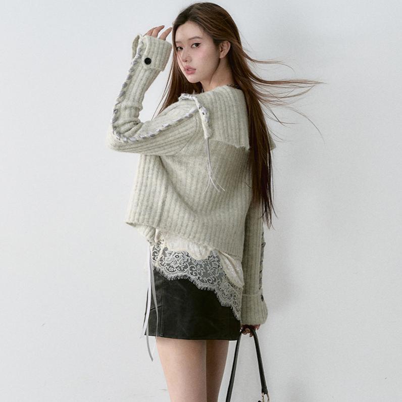 Dimanaf 2025 Sweaters Solid Cardigan Autumn Short Design Women V-Neck Sweaters Knitting Loose Sweater