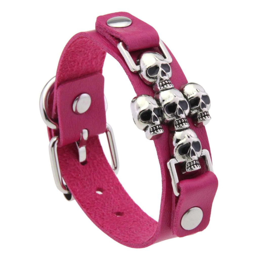 Gotisches Totenkopf-Armband für Damen Herren PU-Lederarmband Punk Rock Accessoire Stapelbarer Schmuck für rebellische Looks