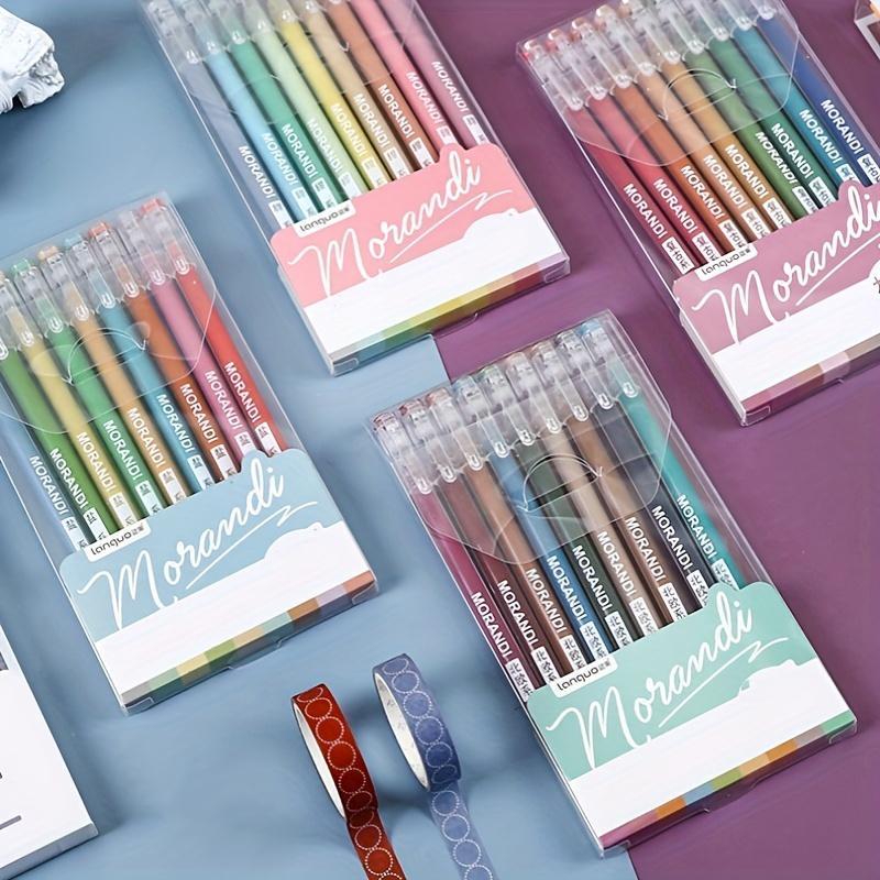 9pcs/set of Retro Morandi Gel Pens 0.6mm School Office Adult Color Books Periodical Drawing Color Graffiti Art Mark Gel Ink Pen