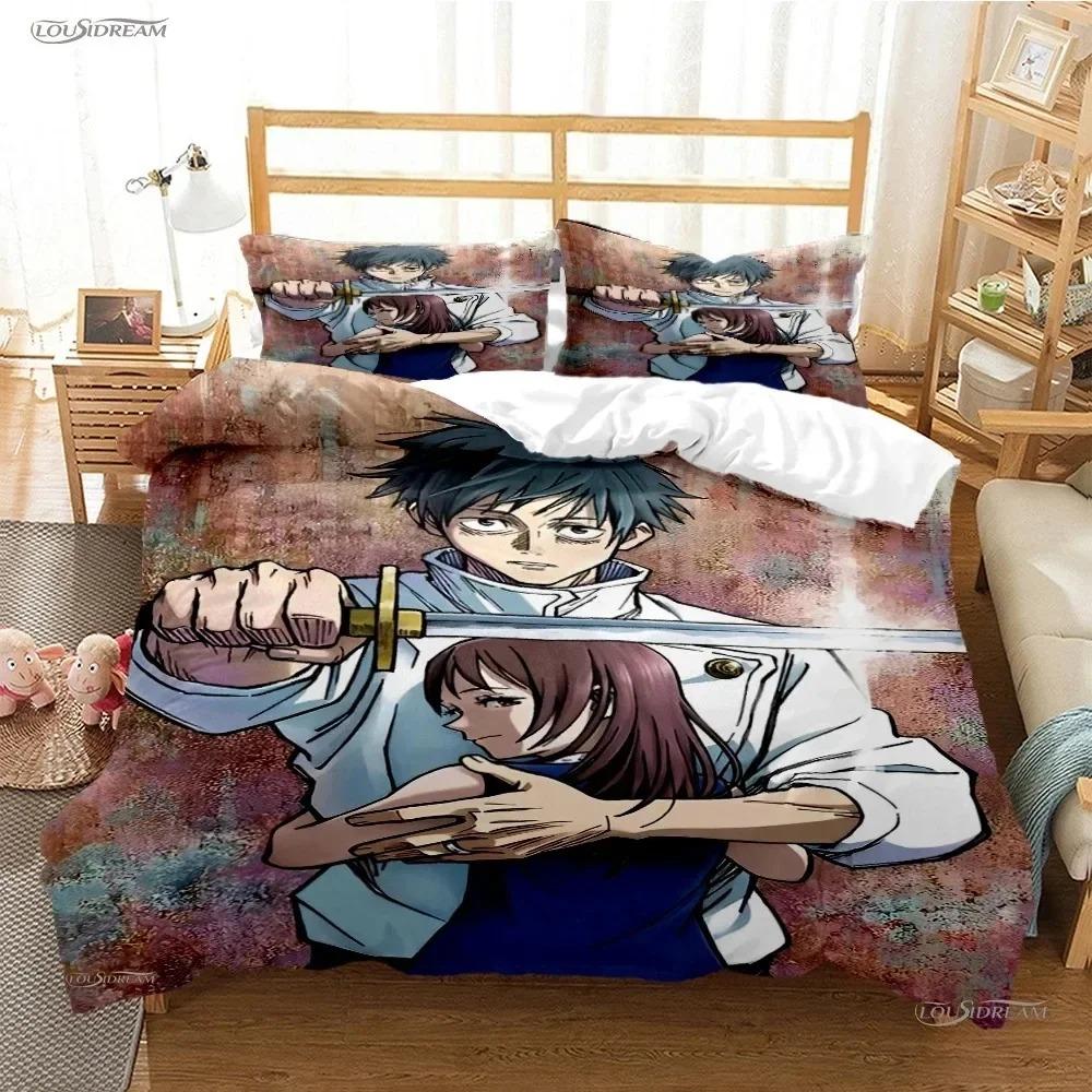 Kreskówka Anime Jujutsu Kaisen Poszewka na Kołdrę Zestaw Pościeli Miękkie Poszewki na Poduszki Pojedyncza Podwójna Poszewka na Kołdrę Zestaw dla Dorosłych Chłopców Dziewcząt