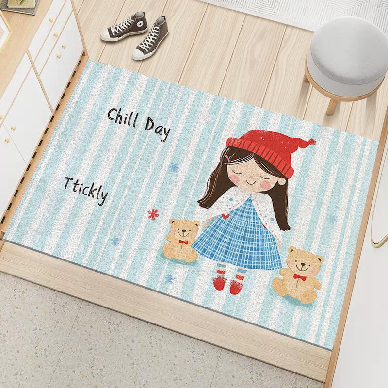 Cartoon Silk Mat Non-slip Door Mat Wear-resistant Mat Dust Removal Porch Mat Dirt, Oil and Dirty Door Carpet
