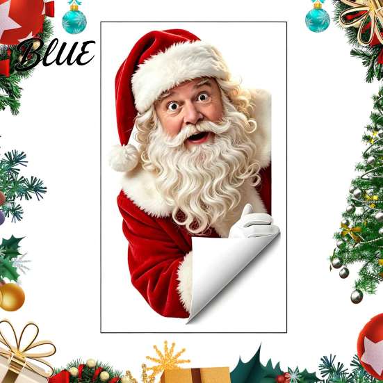 Christmas Window Decorations Peeking Santa Claus Static Cling No‑Glue Sticker Festive Art Reusable Glass Decal Holiday Atmosphere Decor for Home
