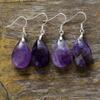 BLINGBAY Women's New Bohemian Ethnic Style Natural Amethyst Stone Pendant Earrings Popular High-end Retro Jewelry