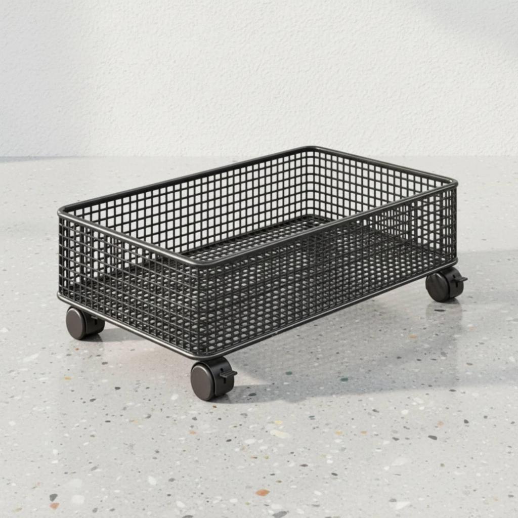Rolling Storage Cart with Wheels, Metal Mesh Bathroom Organizer Trolley for Laundry Room