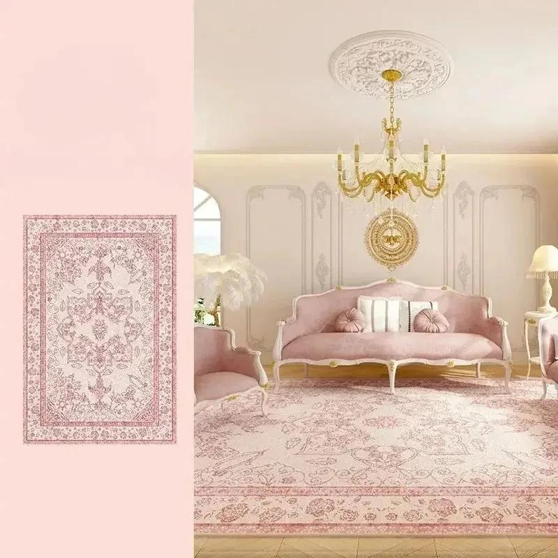 

VIKAMA Soft Non-Slip Rug, Pink Persian Vintage Rug Suitable for Bedroom Floor Mats, Decorative Rug Ideal for Children s Rooms 40x60cm