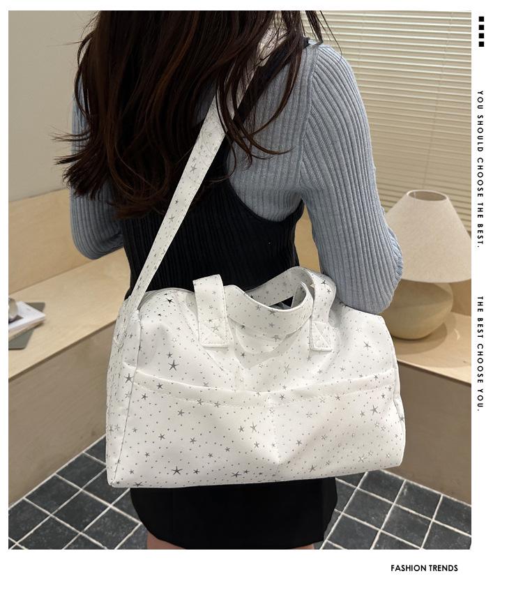 Star Print Large Canvas Crossbody Travel and Fitness Bag