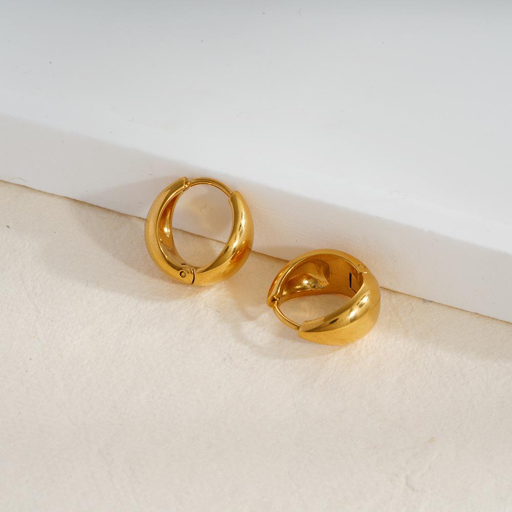 18K Gold Geometric Earrings, Light Luxury, Stainless Steel, Colorfast Titanium Steel Jewelry