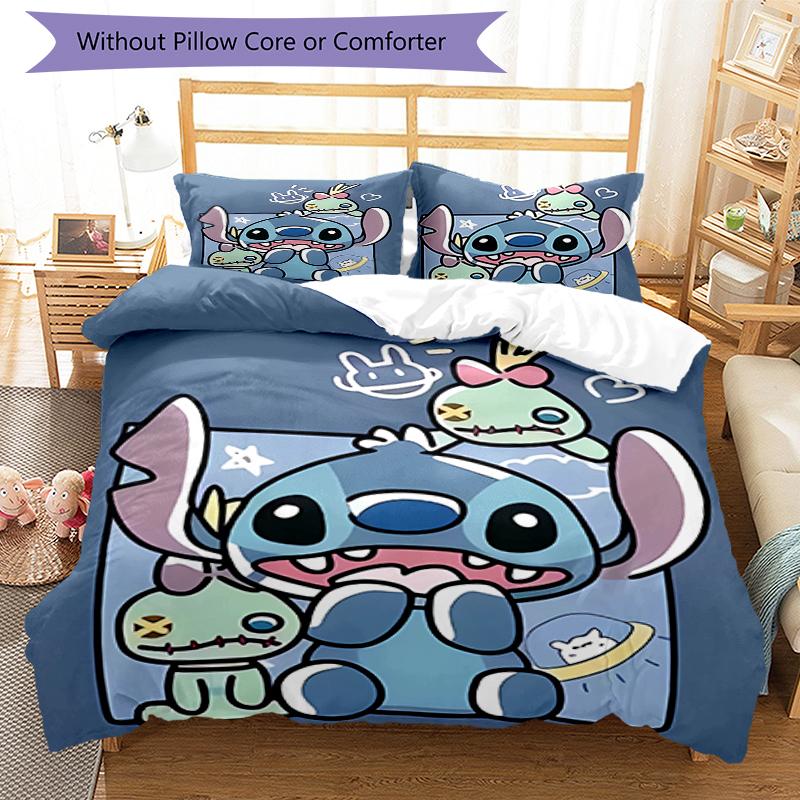 3pcs Stitch Bedding Set Duvet Cover Closure Includes 1 Duvet Cover & 2 Pillowcases, Soft and Comfortable for All Seasons.