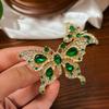 Emerald Crystal Butterfly Brooch: Retro French Lapel Pin & Anti-Exposure Accessory