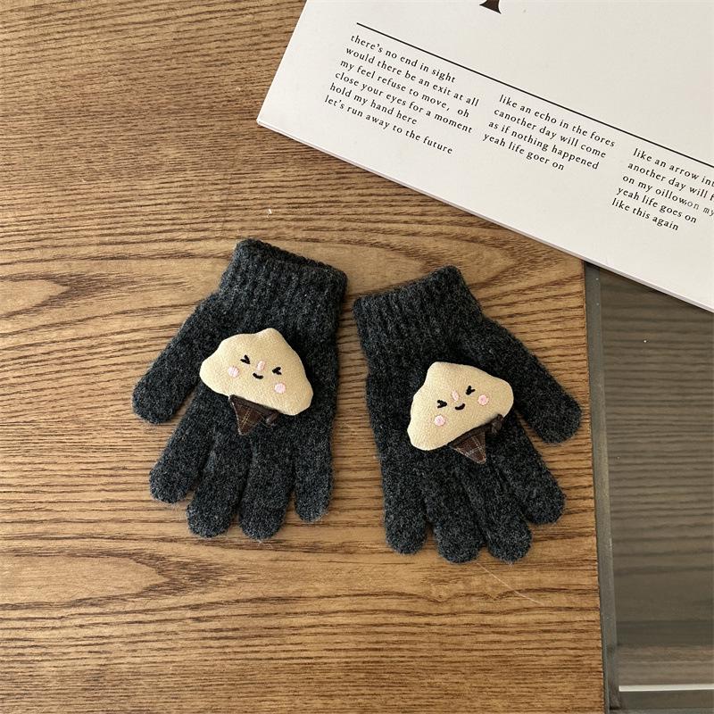 Autumn & Winter Cartoon Fingerless Knit Gloves for Boys & Girls - Warm Lamb Protection.