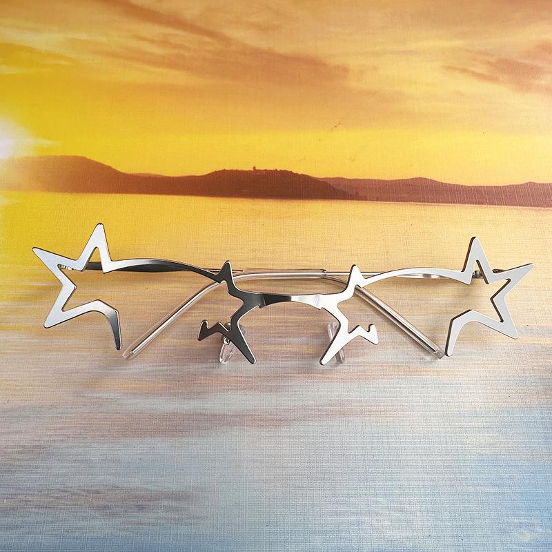 Y2K Halbrahmen Sternenbrille: Zweidimensionale COS-Dekoration für Damen & Herren, Perfekt für Streaming, Clubbing & Street Style.