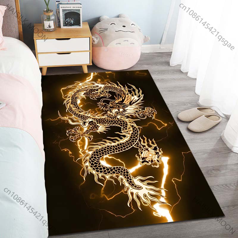 

1PC Glowing Dragon Design Carpet for Living Room Bedroom Sofa Home Decor Rus Non-slip Floor Mat Luxury Gift Multiple Sizes 40cm x 60cm