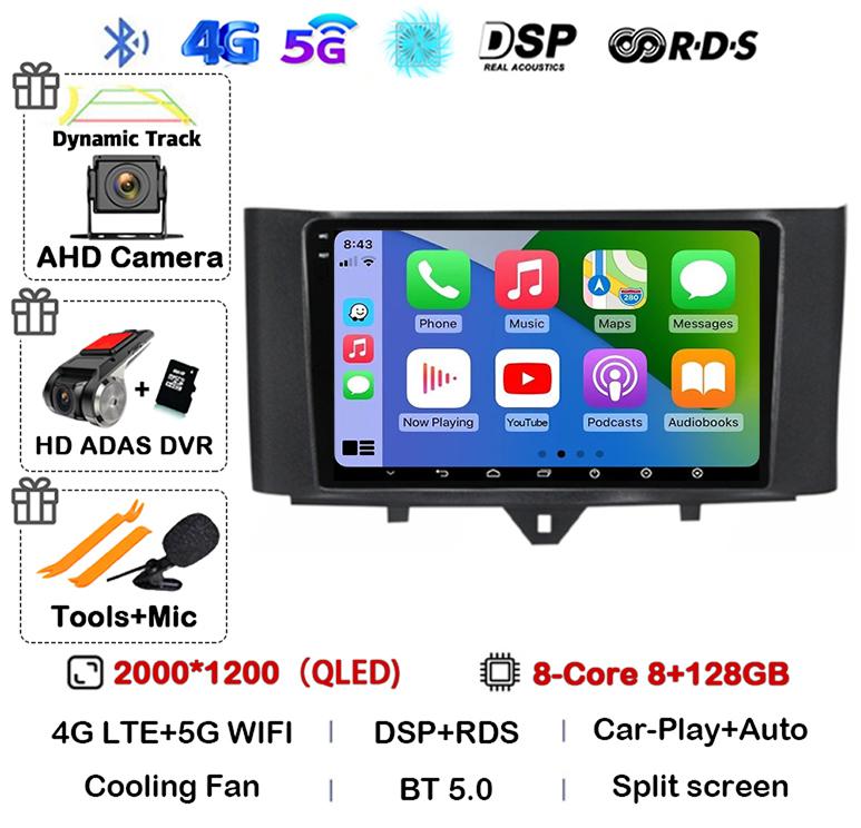 Android 14 Carplay Car Radio For Mercedes Benz Smart Fortwo 2006 -2011 2012 2013 2014 2015 Multimedia Video Player GPS Stereo 4G