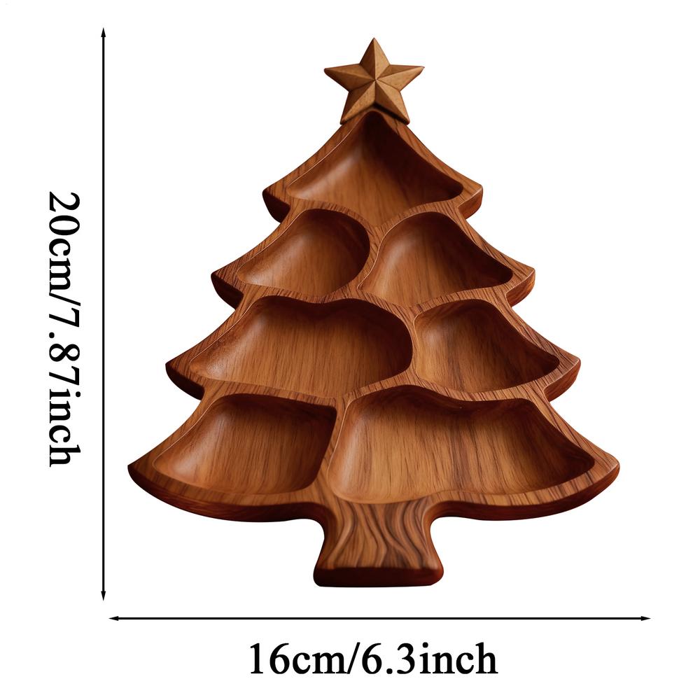 Christmas Tray Wooden Divided Food Tray Christmas Tree Serving Platter Cheese Board for Fruit Dessert Meat Nut Table Home Decor