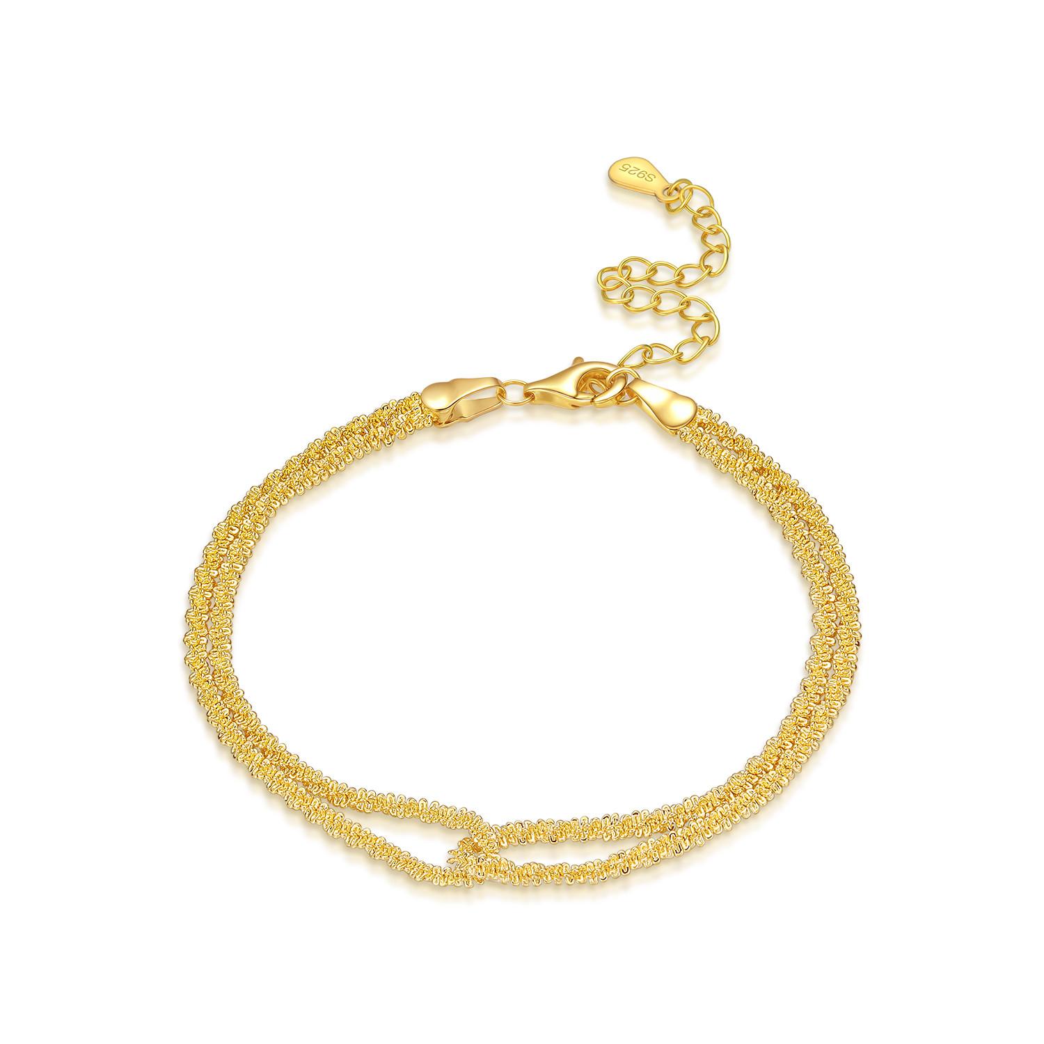 S925 Silver Minimalist Double Bracelet Chain Link Women Bracelet Jewelry Party Trendy Anniversary Gifts